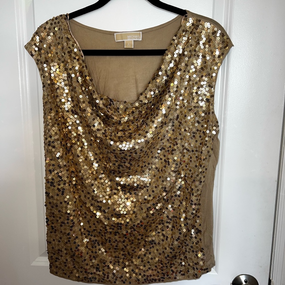 Michael Kors Gold sequined top L